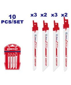 Juego Set Kit Hojas Sierras Sable Combinadas Surtidas 150mm Para Madera Emtop Rojo/Azul ESSB1001