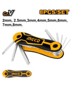 Juego Set Kit 8 Llaves Allen Bolita de Bolsillo 2mm a 8mm Ingco HHK14082