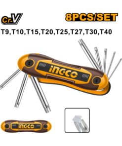 Juego Set Kit 8 Llaves Torx de Bolsillo T9 a T40 Ingco HHK14083