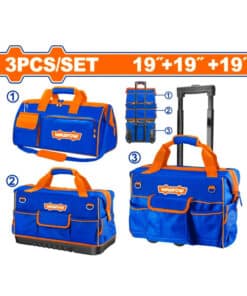 Combo Juego Set Kit de Bolsos Valijas Porta Herramientas 19" Con Ruedas Carro x 3pzs Wadfow WTGR103