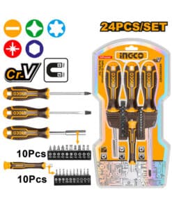 Juego Set Kit Destornilladores Perilleros De Precisión y Puntas Intercambiables x 24pzs Ingco HKSDB02482