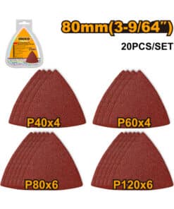 Juego Set Kit Lijas Delta Triangulo 80mm x 20pzs Granos Surtidos Ingco AKTS080201