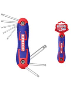 Juego Set Kit Llaves Allen Punta Bola x 8pzs Emtop Rojo/Azul EHKY4082