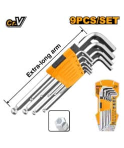 Juego Set Kit Llaves Allen Punta Bola Extra Larga x 9pzs Ingco HHK12092
