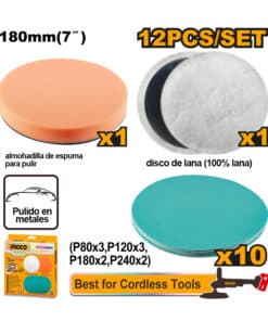Juego Set Kit de Pulido y Esmerilado Para Amoladora x 12pzs Ingco APG18012 