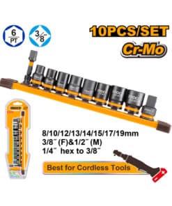 Juego Set Kit de Tubos de Impacto 3/8" x 10pzs Ingco Naranja/Amarillo HKISSD38104