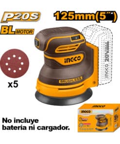Lijadora Orbital de Mano Delta a Batería Inalámbrica 20V 13000rpm Ingco Naranja/Amarillo CROSLI2002