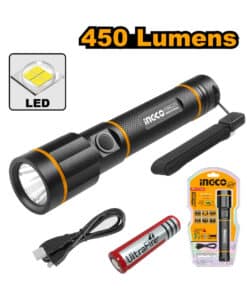 Linterna Luz Lámpara LED a Batería USB Recargable 450 Lúmenes Ingco Naranja/Amarillo HCFL1865051