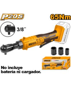 Llave Crique a Batería Inalámbrica 65Nm Encastre 3/8" 20V Ingco Naranja/Amarillo CDRLI2060151