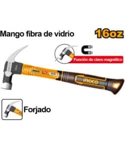 Martillo Uña 450gr Mango Fibra de Vidrio Ingco HCH81016