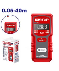 Medidor de Distancia Láser 40mts Emtop Rojo/Azul EMDL1504