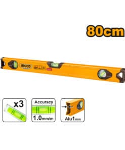 Nivel Aluminio de Mano Burbuja 80cm 3 Burbujas Ingco HSL18080