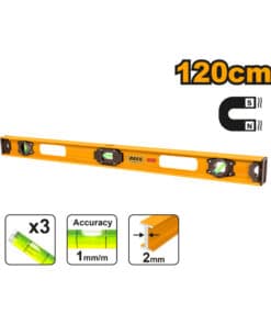 Nivel Aluminio de Mano Burbuja Imantado 120cm 3 Burbujas Ingco HSL28120