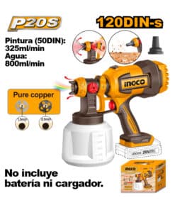 Pistola Máquina Equipo de Para Pintar a Batería Inalámbrica Inalámbrico 20V Ingco Naranja/Amarillo CSGLI2004