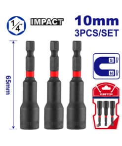 Juego Set Kit Boquillas Magnéticas de Impacto 10mm 1/4" Emtop Rojo/Azul EMNS1031
