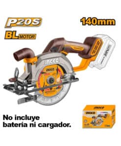 Sierra Circular a Batería Inalámbrica 140mm 20V Motor Brushless Ingco Naranja/Amarillo CSLI1402