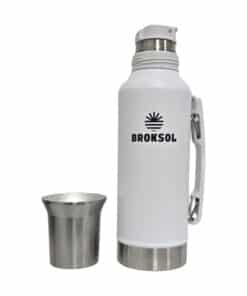Termo Acero Inoxidable Blanco 1.2lts Con Tapón Cebador Broksol TER-1200TCBL