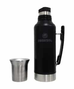 Termo Acero Inoxidable Negro 1.2lts Con Tapón Cebador Broksol TER-1200TCNE