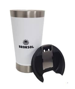 Vaso Térmico Cervecero Blanco 500ml Con Tapa y Destapador Broksol TER-VASC500BL