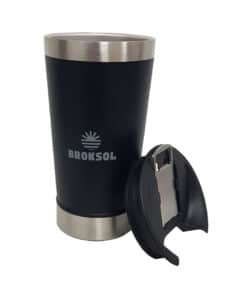 Vaso Térmico Cervecero Negro 500ml Con Tapa y Destapador Broksol TER-VASC500NE