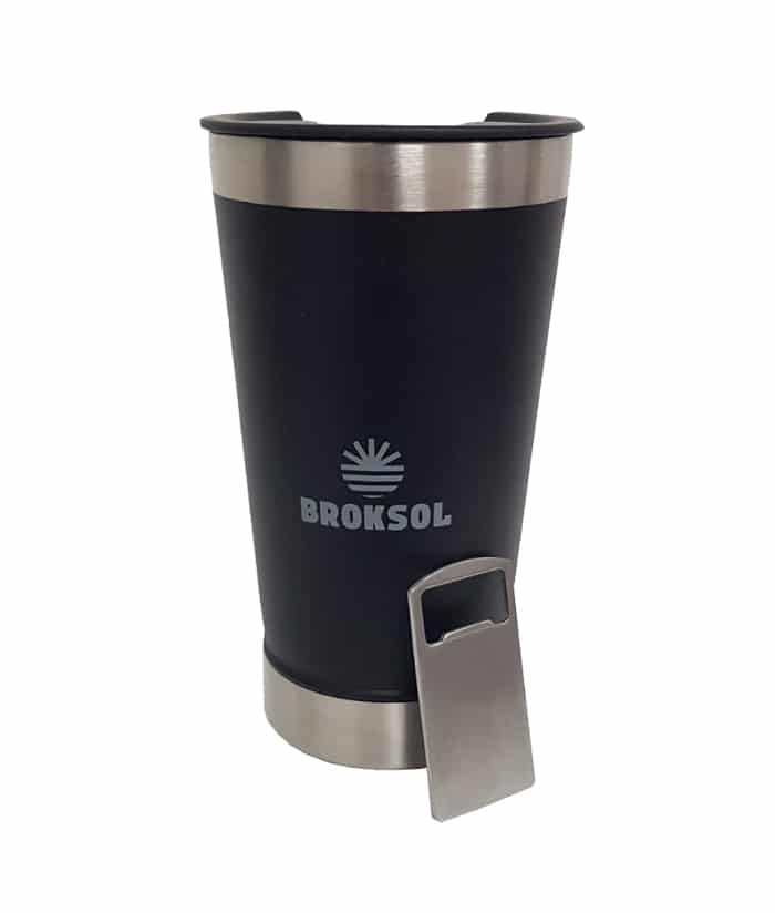 Vaso Térmico Cervecero Negro 500ml Con Tapa y Destapador Broksol TER-VASC500NE - Imagen 3