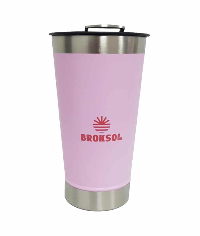 Vaso Térmico Cervecero Rosa 500ml Con Tapa y Destapador Broksol TER-VASC500RS - Imagen 2