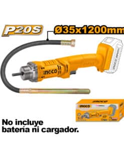 Vibrador Vibradora Para Hormigón Cemento a Batería Inalámbrico 20V 2300rpm 35 x 1200mm Ingco Naranja/Amarillo CCVLI202301