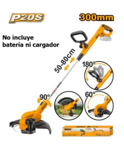 Bordeadora a Batería Inalámbrica Extensible 20V 300mm Con Rueda Ingco Naranja/Amarillo CGTLI20328