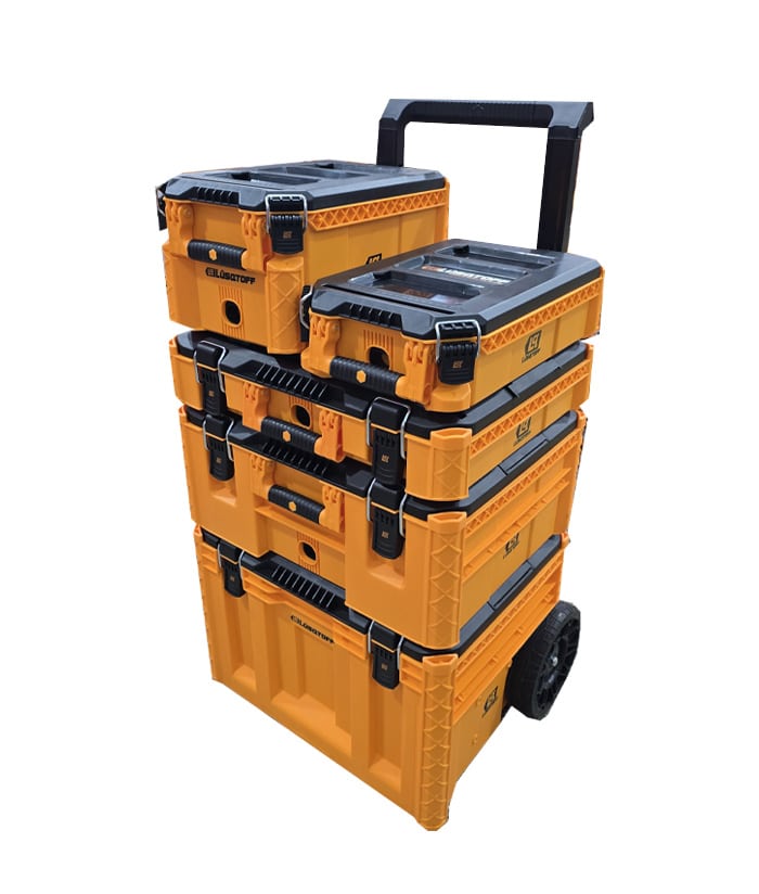 Combo Set Kit Cajas Encastrables Apilables Carro Porta Herramientas Organizador Lusqtoff Naranja LCHP6-8