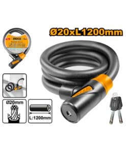 Eslinga Cadena de Seguridad Bicicleta Moto 20 x 1200mm 2 Llaves Ingco DBK112012