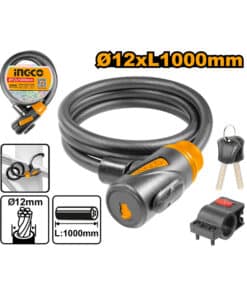 Eslinga Cadena de Seguridad Bicicleta Moto 12 x 1000mm 2 Llaves Ingco DBK11210