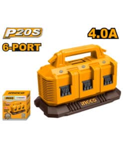 Cargador Rápido Para 6 Baterías 4.0Ah Amper 20V Ingco FCLI2064