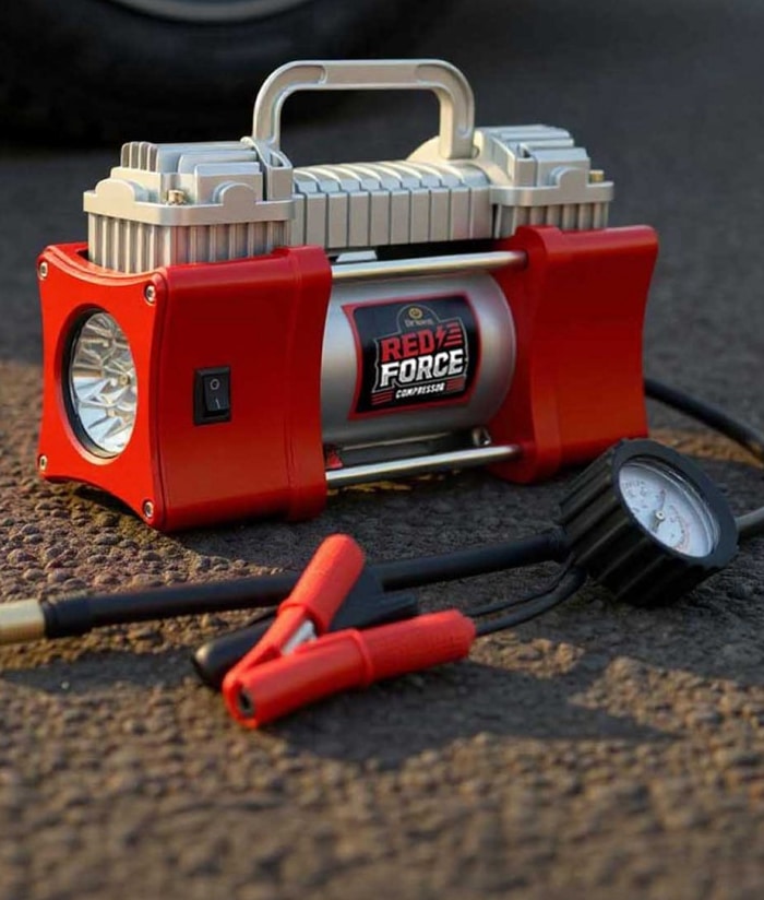 Compresor Inflador Metálico de Aire Portátil Doble Pistón Cabezal Auto Coche 4x4 12V Red Force Driven AC2152 - Imagen 5