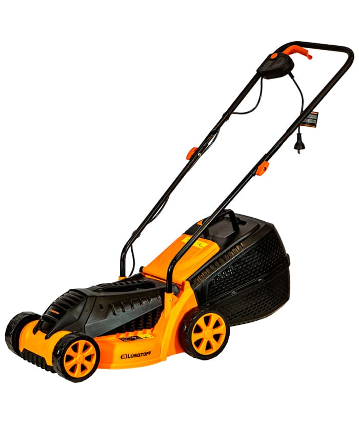 Cortadora de Pasto Césped Eléctrica 1200W Con Bolsa 3 Niveles Lusqtoff Jardin Naranja/Negro LCO1203-8B