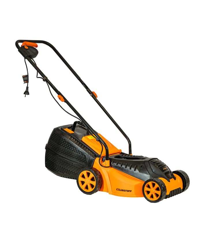 Cortadora de Pasto Césped Eléctrica 1200W Con Bolsa 3 Niveles Lusqtoff Jardin Naranja/Negro LCO1203-8B - Imagen 3