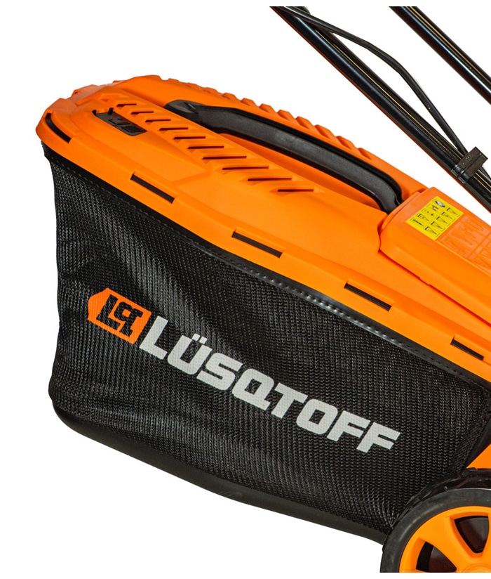 Cortadora de Pasto Césped Eléctrica 1200W Con Bolsa 5 Niveles Lusqtoff Jardin Naranja/Negro LCO1205-8B - Imagen 4