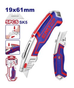 Cutter Metálico Trapezoidal 19 x 61mm Emtop Rojo/Azul ESNKT6118