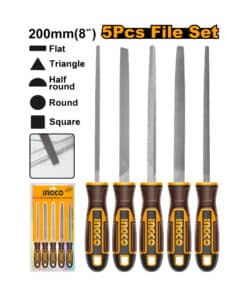 Juego Set Kit Limas Para Metal 200mm 8" x 5pzs Ingco HKTFS0508