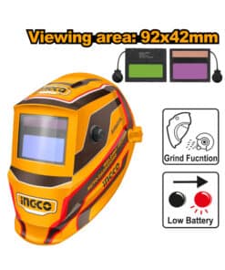 Máscara Fotosensible de Soldar Automática Regulable Visor 92x42mm Ingco Naranja/Amarillo AHM008