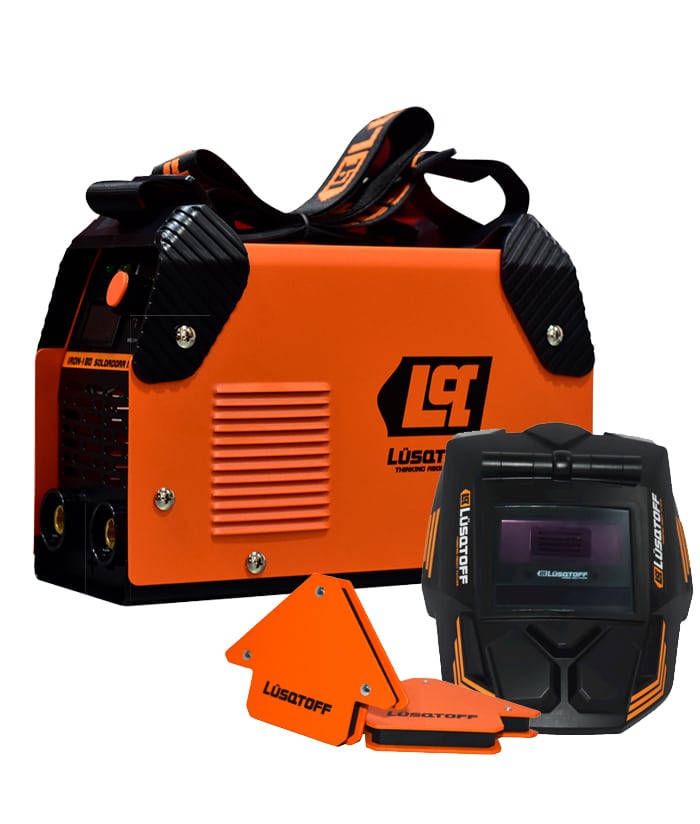 Mega Kit Soldadora Iron 180 + 2 Escuadras Magnéticas + Máscara Lusqtoff Naranja/Negro MEGAIRON180-9