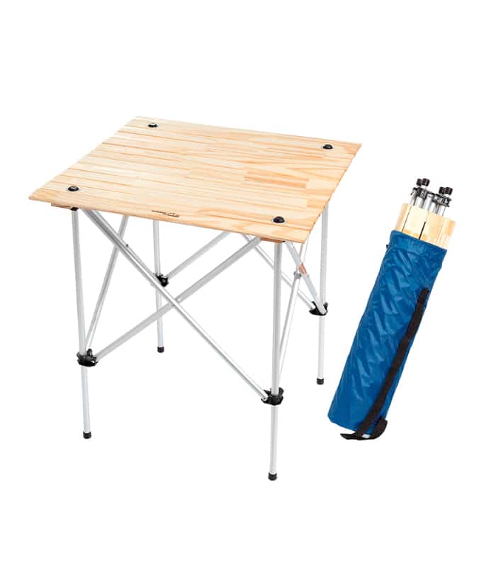 Mesa Plegable de Aluminio Tapa de Madera Broksol MES-2
