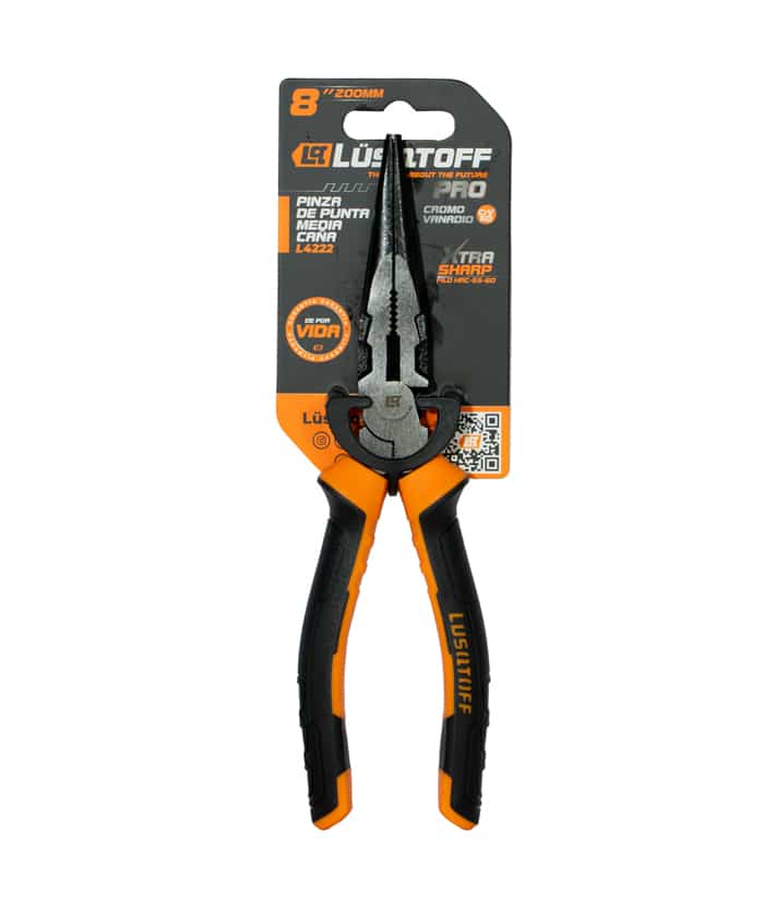 Pinza Punta Media Caña 8" 200mm Pro Lusqtoff L4222 - Imagen 3
