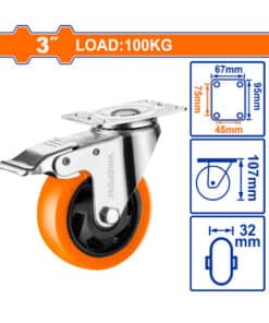 Rueda Giratoria 3" Hasta 100ks Con Freno Wadfow WJL2333