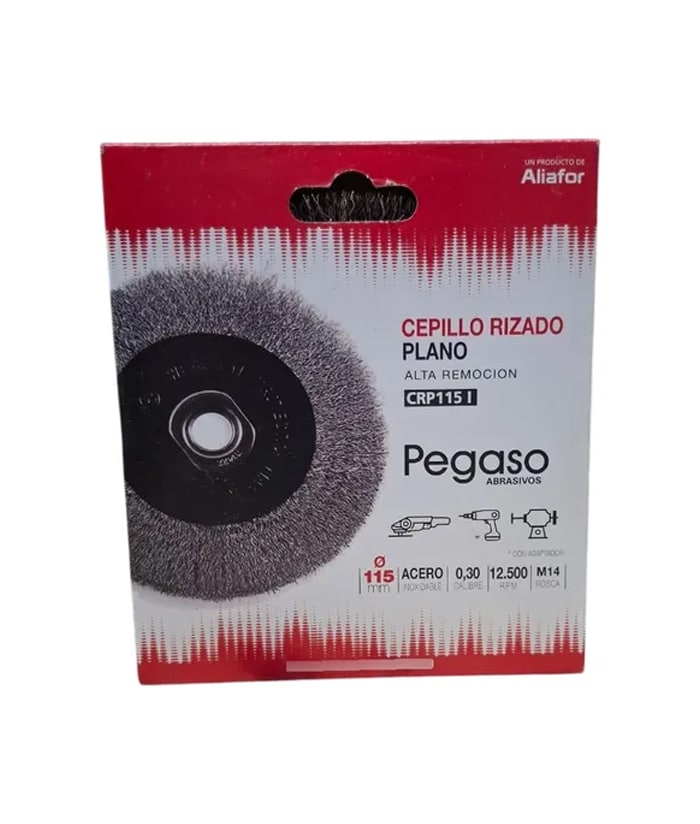 Cepillo Rizado Plano Acero Inoxidable M14 115mm Pegaso CRP115I - Imagen 2