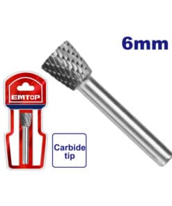 Lima Fresa Diamantada Cono Invertido de Tungsteno  8mm Perno 6mm Emtop Rojo/Azul EHRRC0604