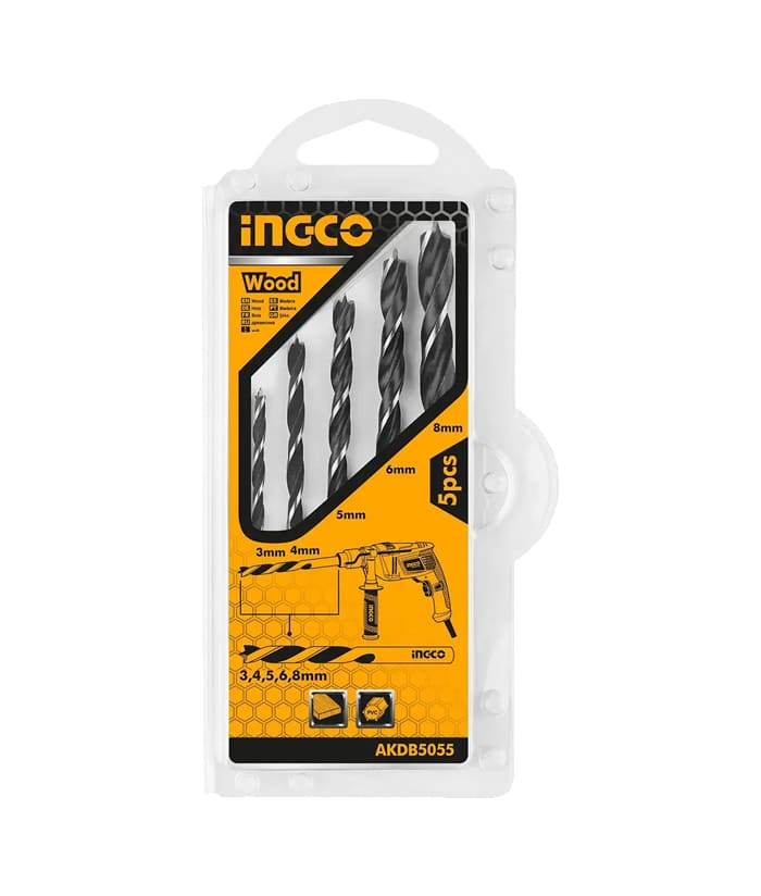 Juego Set Kit Mechas de Metal Para Corte en Madera 5pzs Ingco AKDB5055