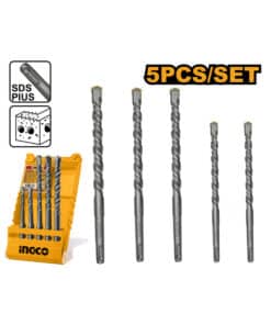 Juego Set Kit Mechas SDS Plus Granito Concreto x 5pzs Ingco AKD2052