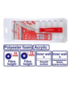 Juego Set Kit Mini Rodillos Intercambiables 4" 100mm x 10pzs Emtop Rojo/Azul ECBH121001
