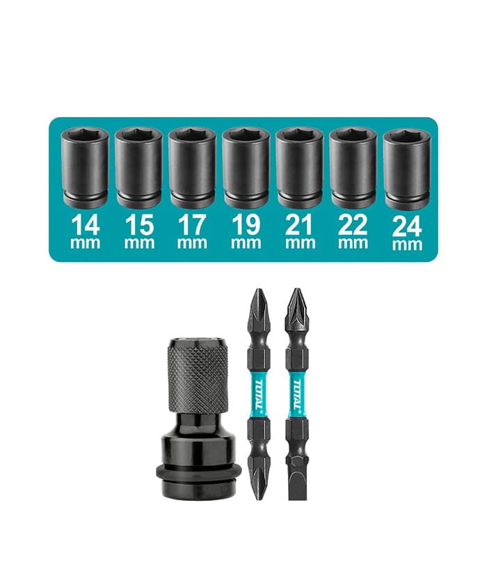 Llave de Impacto a Batería Inalámbrico 42V Motor Brushless Encastre 1/2" 600Nm + 2 Baterías 2.0Ah Amper + Cargador + Accesorios + Maletín Total TIWLI42602-4 - Imagen 4