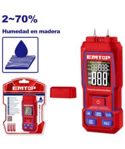 Medidor Digital de Humedad En Madera 2-70% Emtop Rojo/Azul EMNN35031
